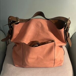 Joy Susan Pink and Brown Hobo Bag